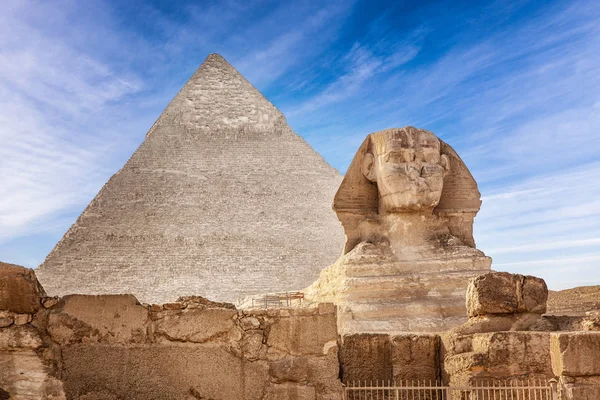 Grande Sfinge Piramide Kufu Giza Egitto — Foto Stock