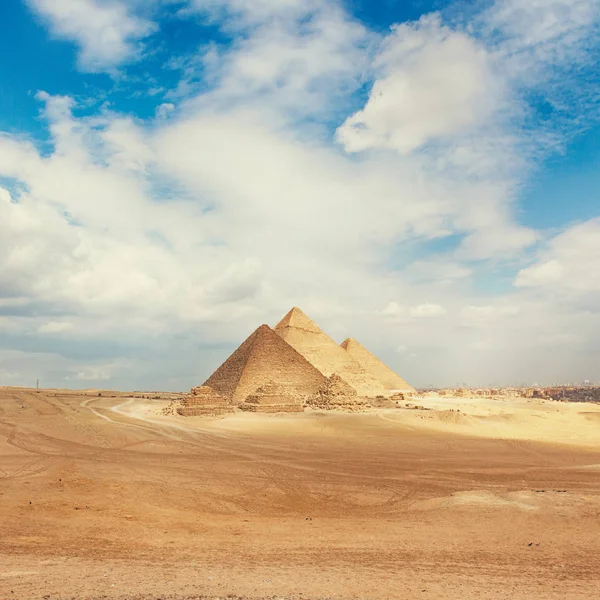 Mısır Kahire Giza Piramitlerin Genel Görünümü — Stok fotoğraf