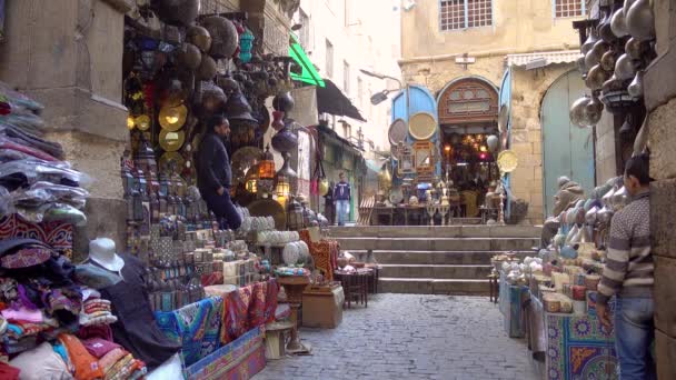 Cairo Egipto Febrero 2019 Tienda Lámparas Faroles Mercado Khan Khalili — Vídeos de Stock