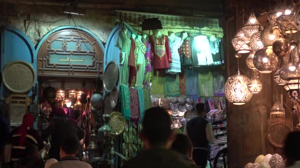 Caïro Egypte Februari 2019 Lamp Lantaarn Winkel Khan Khalili Markt — Stockvideo