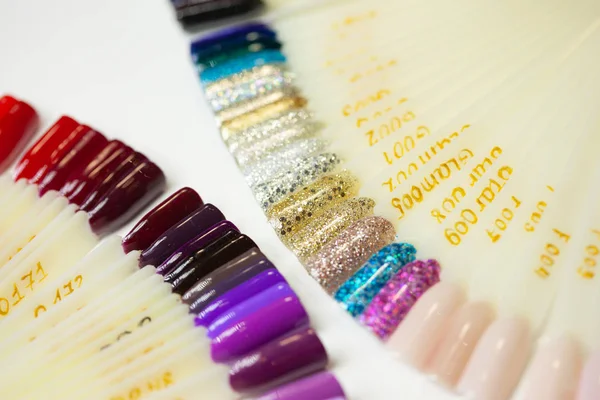 collection of color nail polish samples