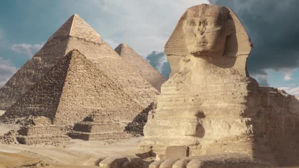 Die Große Sphinx Und Die Pyramide Aus Kufu Giza Ägypten — Stockvideo