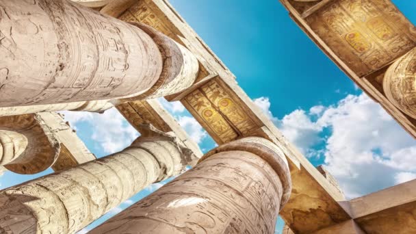 大低风格大厅和云在卡纳克神庙 古代Thebes 卢克索 — 图库视频影像