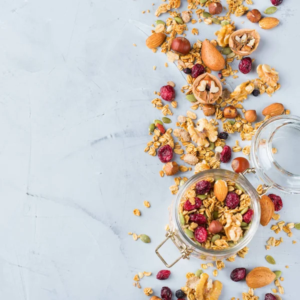 Food Drink Dieting Nutrition Breakfast Concept Healthy Homemade Cereal Granola — Stock Photo, Image