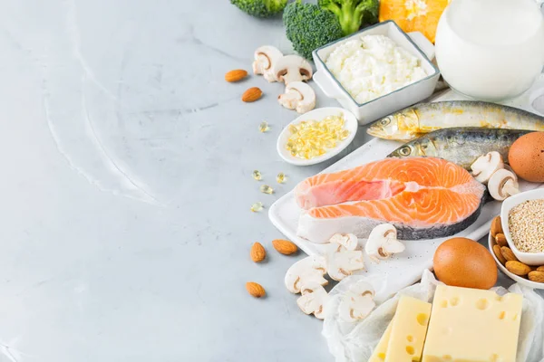 Alimentación Equilibrada Concepto Alimentación Saludable Surtido Fuentes Alimentos Ricos Vitamina — Foto de Stock