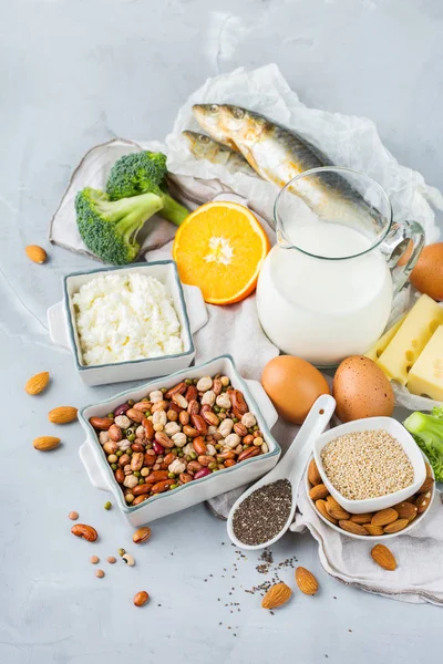 Ισορροπημένη Διατροφή Διατροφή Υγιεινή Διατροφή Έννοια Ποικιλία Από Πηγές Τροφίμων — Φωτογραφία Αρχείου