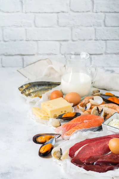 Nutrição Dietética Equilibrada Conceito Alimentação Saudável Fontes Comida Ricas Vitamina — Fotografia de Stock