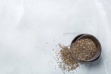 Bir kase organik sağlıklı Chia tohumları, Vegan superfood kavramı