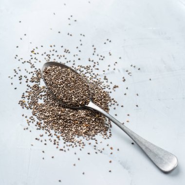 Bir kase organik sağlıklı Chia tohumları, Vegan superfood kavramı