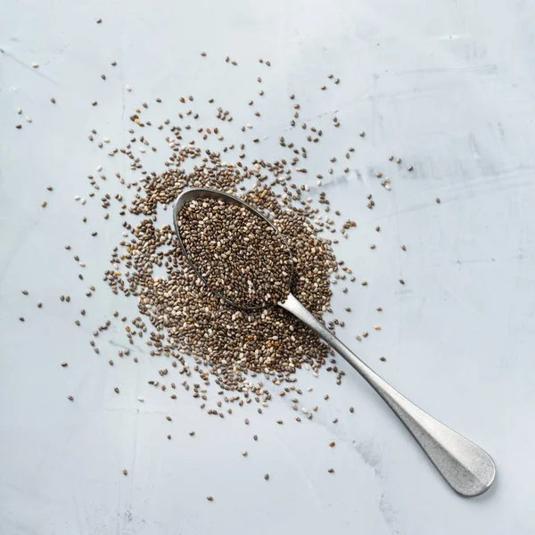 Organic healthy chia seeds in a bowl, vegan superfood concept — Stock Photo, Image