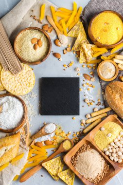 Glutensiz gıda ve un, badem, mısır, pirinç, nohut