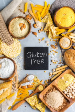 Gluten free food and flour, almond, corn, rice, chickpea clipart