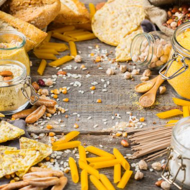 Glutensiz gıda ve un, badem, mısır, pirinç, nohut