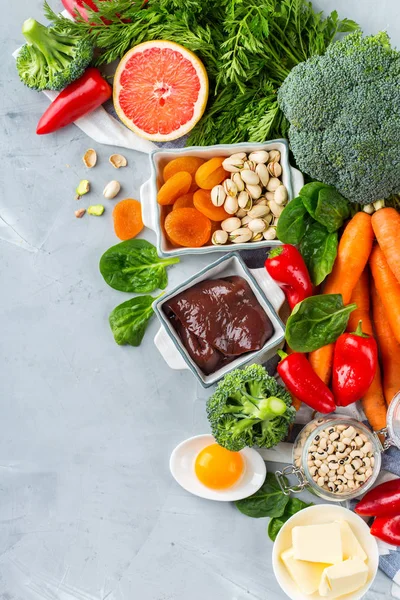 Nutrição alimentar limpa equilibrada, alimentos ricos em vitamina a — Fotografia de Stock