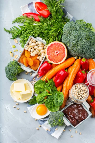 Nutrição alimentar limpa equilibrada, alimentos ricos em vitamina a — Fotografia de Stock