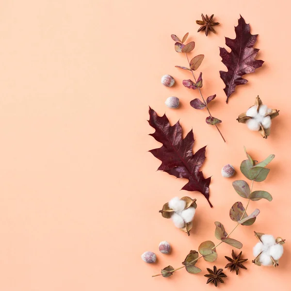 Outono criativo outono composição dia de ação de graças com decorativ — Fotografia de Stock