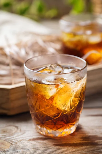 Old fashioned italian cocktail negroni with gin, campari, martin — Stock Photo, Image