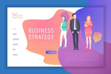Açılış sayfası düz stil illüstrasyon iş takım Tema vektör. Modern Web sitesi şablonu