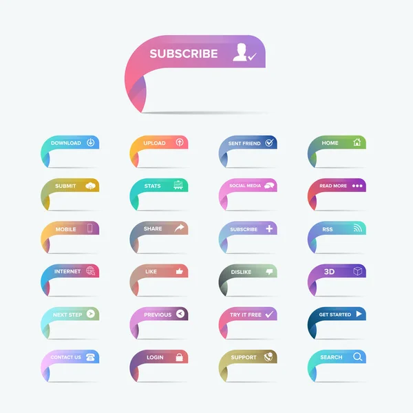 Vektor Website Buttons Gesetzt Mehrfarbige Layout Elemente Sammlung Verschiedene Farben — Stockvektor