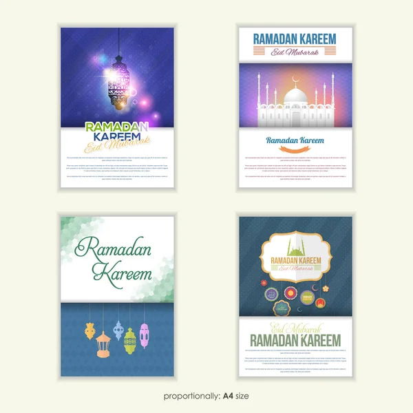 Ramazan Kareem Lanı Şablon Seti Slami Kutsal Tema Vektör Tasarımı — Stok Vektör