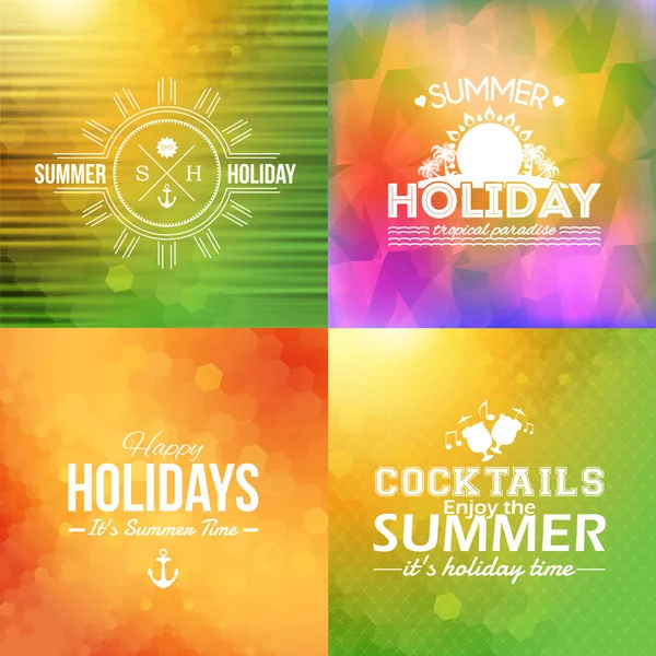 Olá Summer Emblema Viagem Web Banner Vector Flat Design Coleção — Vetor de Stock