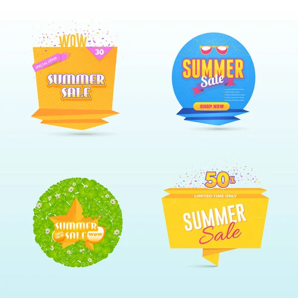 Vektör Yaz Satış Afiş, Web Reklam Seti, Kart Tasarımı 