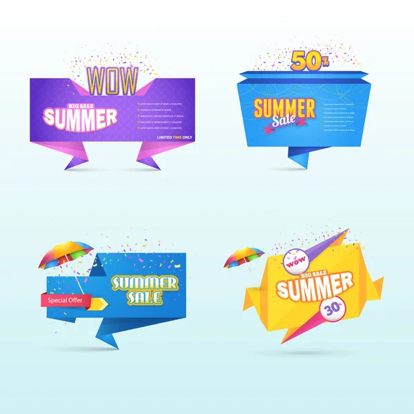 矢量夏季销售横幅 网络广告集 卡设计 — 图库矢量图片