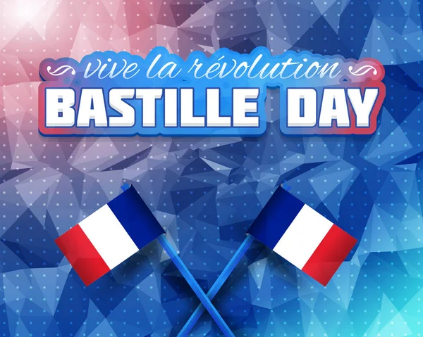 France Bastille Day Greeting Card Polygonal Background Vector Design Dalam - Stok Vektor