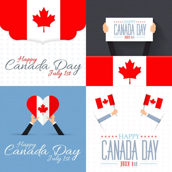 July 1St Canada Day Theme National Celebration Card Badges Banner — Stock Vector