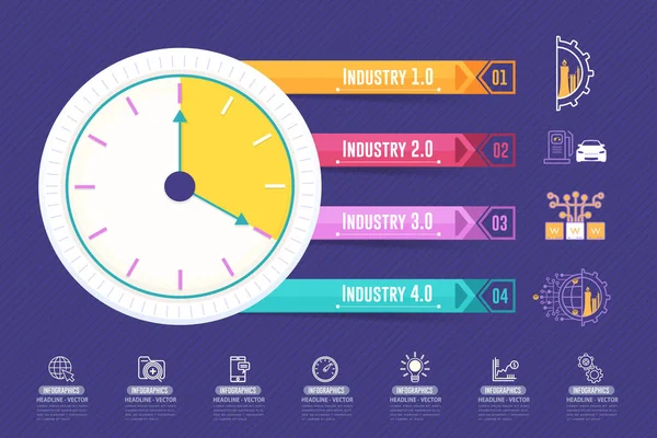 Vector Przemysł Chronologia Infografiki Strzałki Business Control Nowoczesny Projekt Cienka — Wektor stockowy