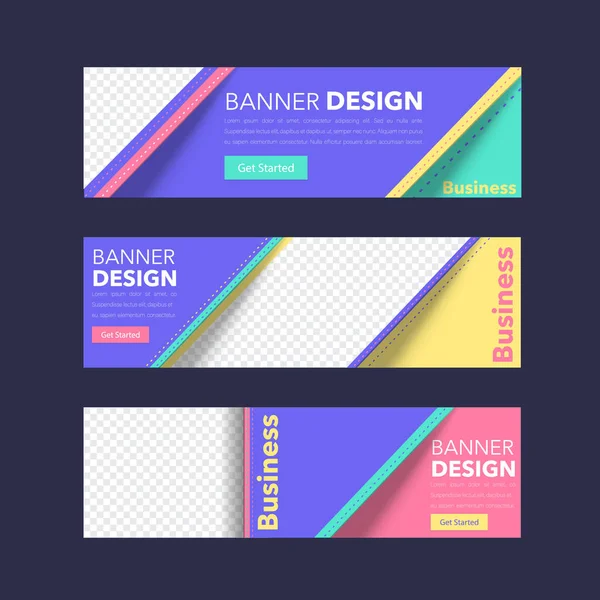 Website Banner Design Setzen Flache Elemente Web Layout Anzeige Bunte — Stockvektor