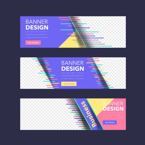 Sitio Web Banner Design Set Flat Elements Web Layout Ilustración — Archivo Imágenes Vectoriales