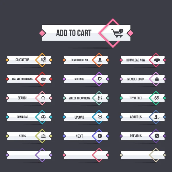 Vektor Website Knapper Sæt Flerfarvede Web Layout Elements Collection – Stock-vektor