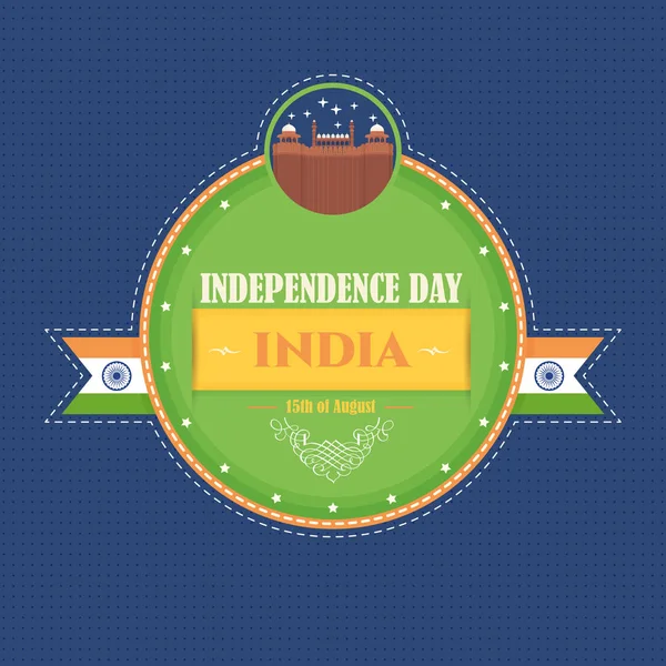 Vektör Hindistan Bağımsızlık Günü Ağustos Kutlama Kartı Rozetler Vektör Tasarım — Stok Vektör