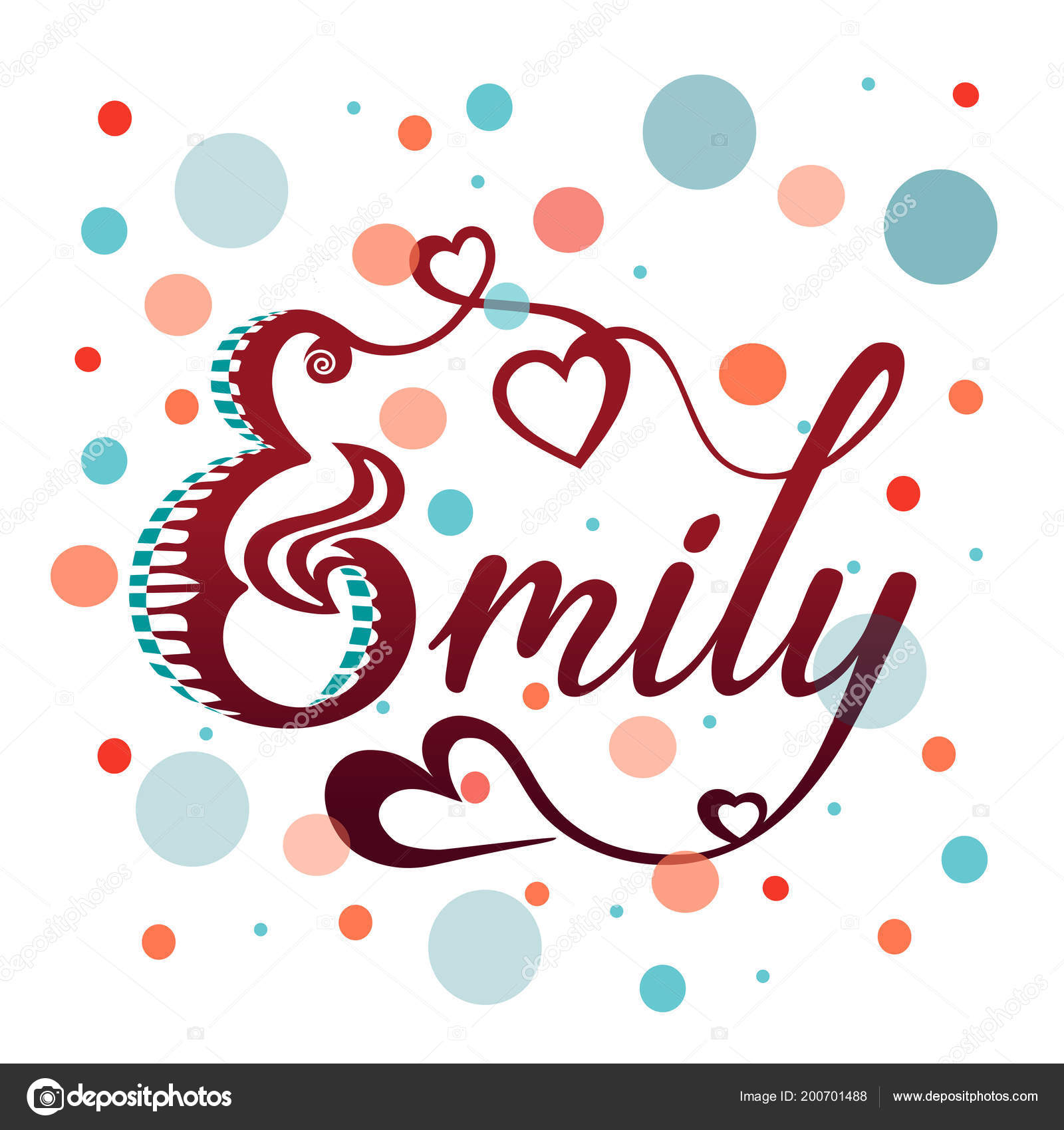 Vector Illustration Name Emily Text Posters Banners Blogs Postcards