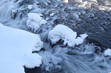 Dettifoss şelale Vatnajkull Milli Parkı'nda kuzeydoğu Iceland.Detifoss şelale - Avrupa'nın en güçlü şelaleler. Kış manzarası