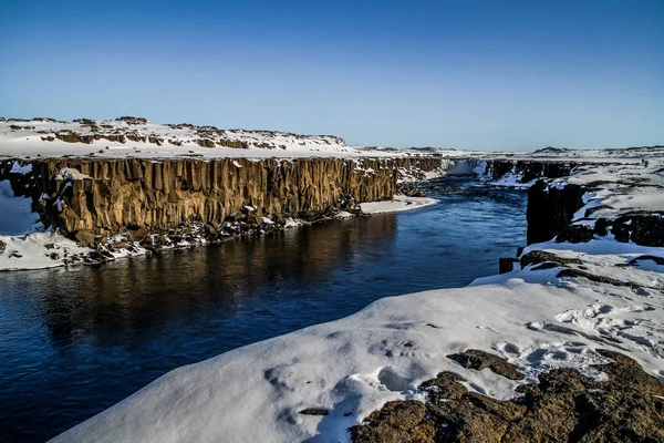 Dettifoss Vattenfall Vatnajkull Nationalpark Nordöstra Iceland Detifoss Vattenfall Mäktigaste Vattenfallen — Stockfoto