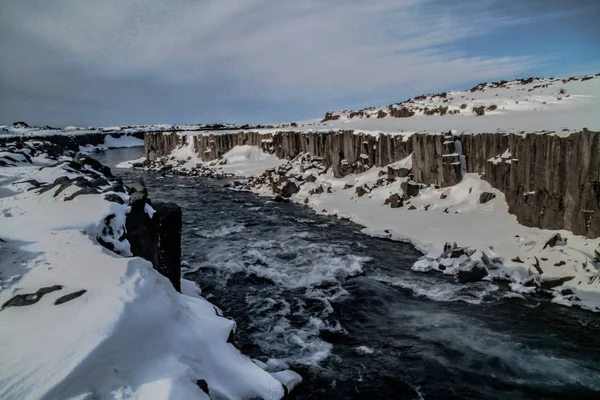 Dettifoss Vattenfall Vatnajkull Nationalpark Nordöstra Iceland Detifoss Vattenfall Mäktigaste Vattenfallen — Stockfoto