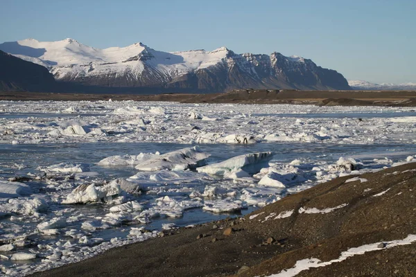 Zlanda Jokulsarlon Lagün Güzel Soğuk Manzara Resim Zlanda Buzul Lagün — Stok fotoğraf