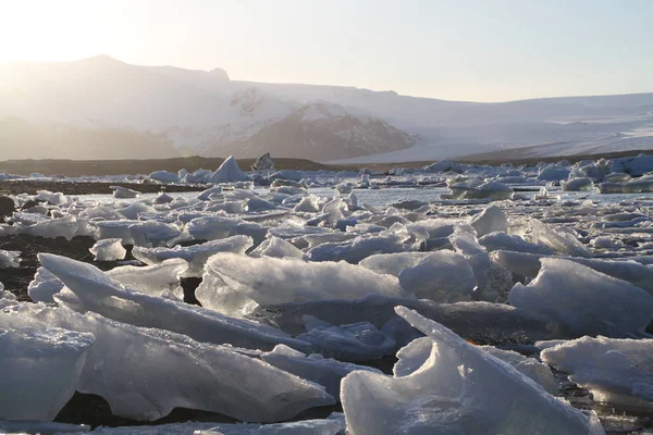 Island Jokulsarlon Lagoon Krásná Zima Krajina Obrázek Islandské Ledovcové Laguny — Stock fotografie