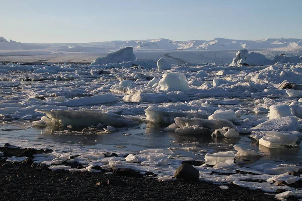 Island Glaciärlagunen Lagoon Vacker Kallt Landskap Bild Isländska Glacier Lagoon — Stockfoto