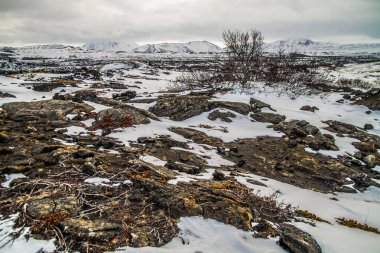 Dimmuborgir, Myvatn, İzlanda doğusunda alışılmadık şekilli lav alanlarının geniş bir alanda. Myvatn alanı - İzlanda. Dimmuborgir alan çeşitli volkanik mağaralar ve kaya oluşumları, antik bir daraltılmış Kalesi anımsatan oluşur.