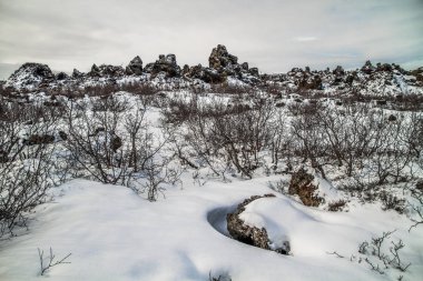 Dimmuborgir, Myvatn, İzlanda doğusunda alışılmadık şekilli lav alanlarının geniş bir alanda. Myvatn alanı - İzlanda. Dimmuborgir alan çeşitli volkanik mağaralar ve kaya oluşumları, antik bir daraltılmış Kalesi anımsatan oluşur. 