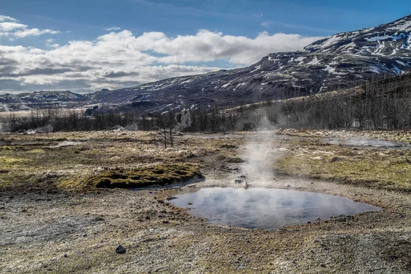 Geysir Destricto Islandia Strokkur Geyser Erupción Zona Geotérmica Haukadalur Parte — Foto de Stock