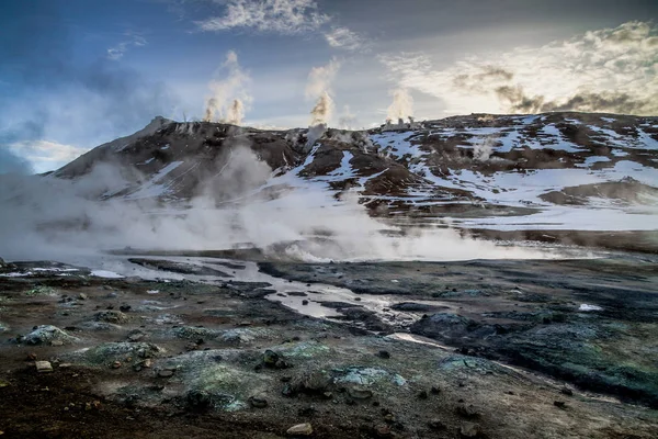 Zona Geotérmica Hverir Norte Islandia Cerca Del Lago Myvatn Akureyri — Foto de Stock