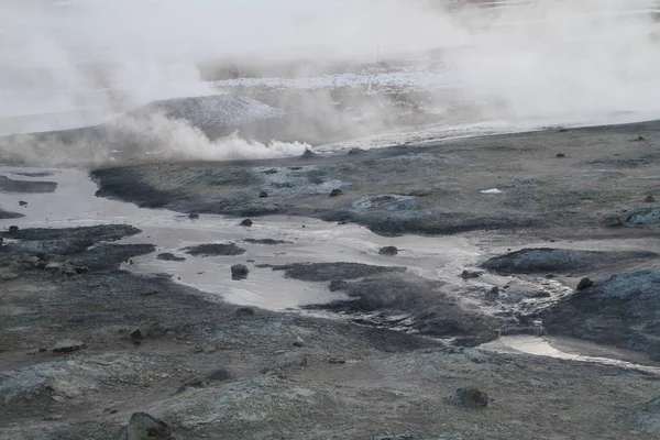 Zlanda Lake Myvatn Akureyri Yakınındaki Kuzey Jeotermal Alanı Hverir Kuzeydoğu — Stok fotoğraf