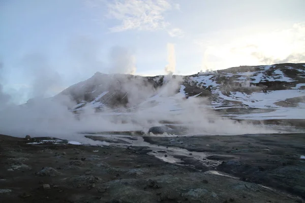 Área Geotérmica Hverir Norte Islândia Perto Lago Myvatn Akureyri Nordeste — Fotografia de Stock