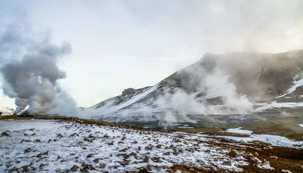 Zona Geotérmica Hverir Norte Islandia Cerca Del Lago Myvatn Akureyri — Foto de Stock