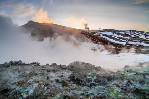 Zona Geotérmica Hverir Norte Islandia Cerca Del Lago Myvatn Akureyri — Foto de Stock