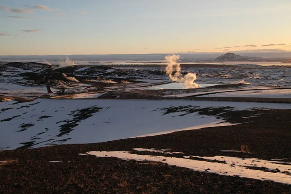 Área Geotérmica Hverir Norte Islândia Perto Lago Myvatn Akureyri Nordeste — Fotografia de Stock